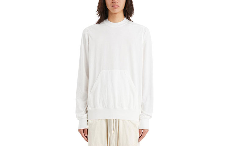 Rick Owens DRKSHDW SS22 Ribbed Crewneck Long Sleeve Sweatshirt White DU01B7283RN-11