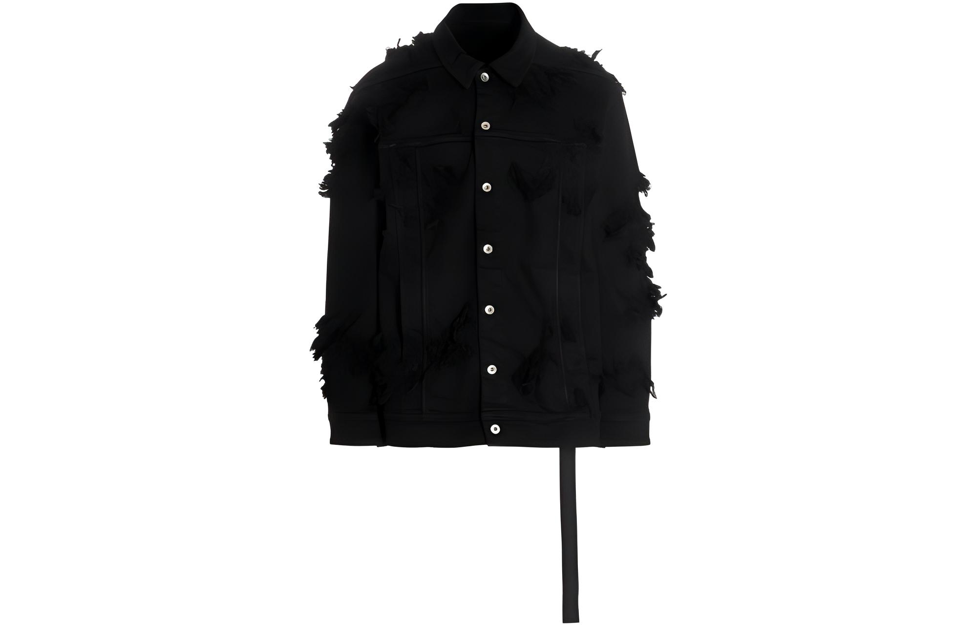 Rick Owens DRKSHDW SS22 Single-Breasted Distressed Jacket Men’s Black DU01B7761SBSLH-09