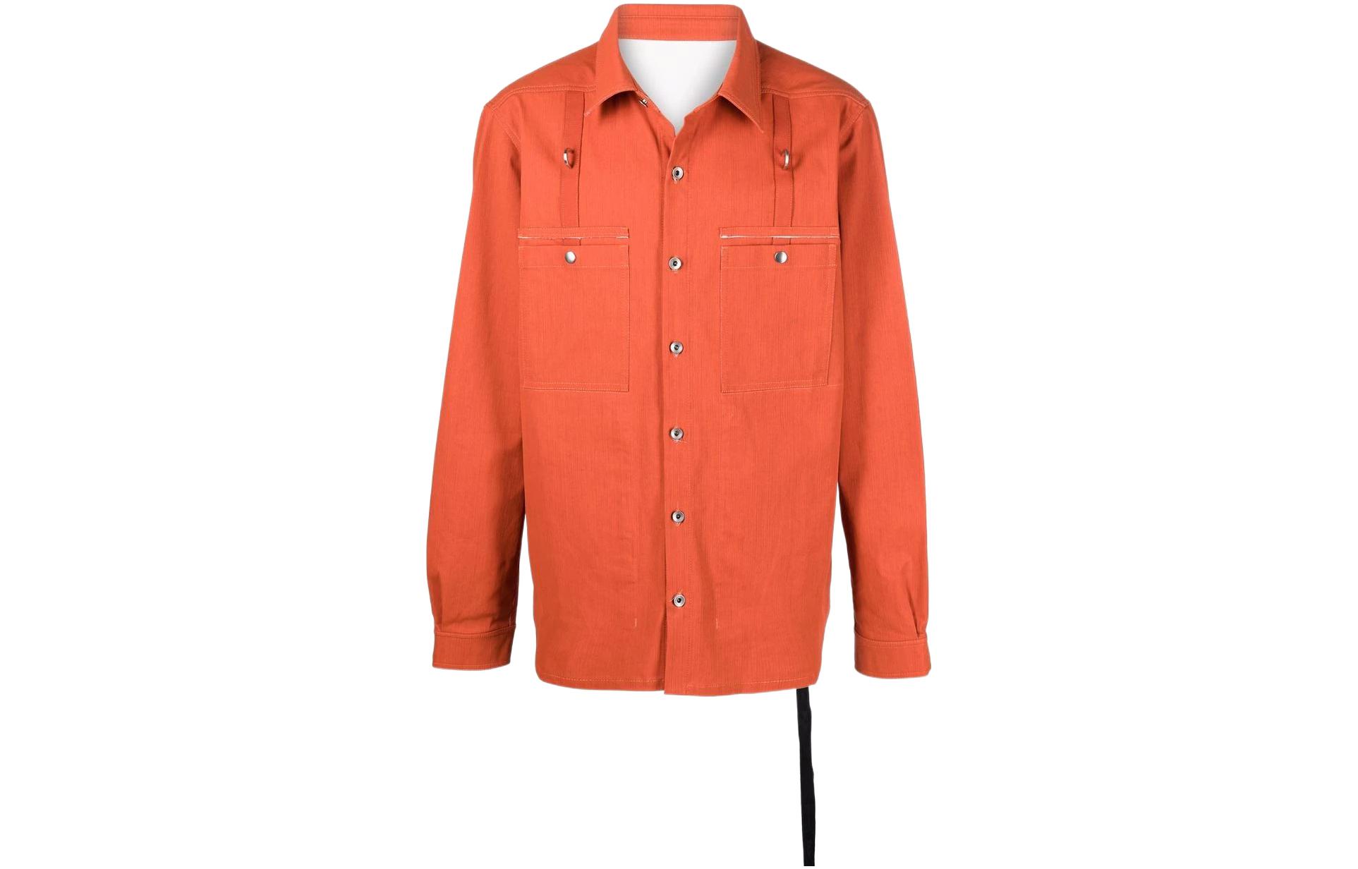 Rick Owens DRKSHDW SS22 Solid Color Collared Jacket Orange Menswear DU01B7755SDC-53