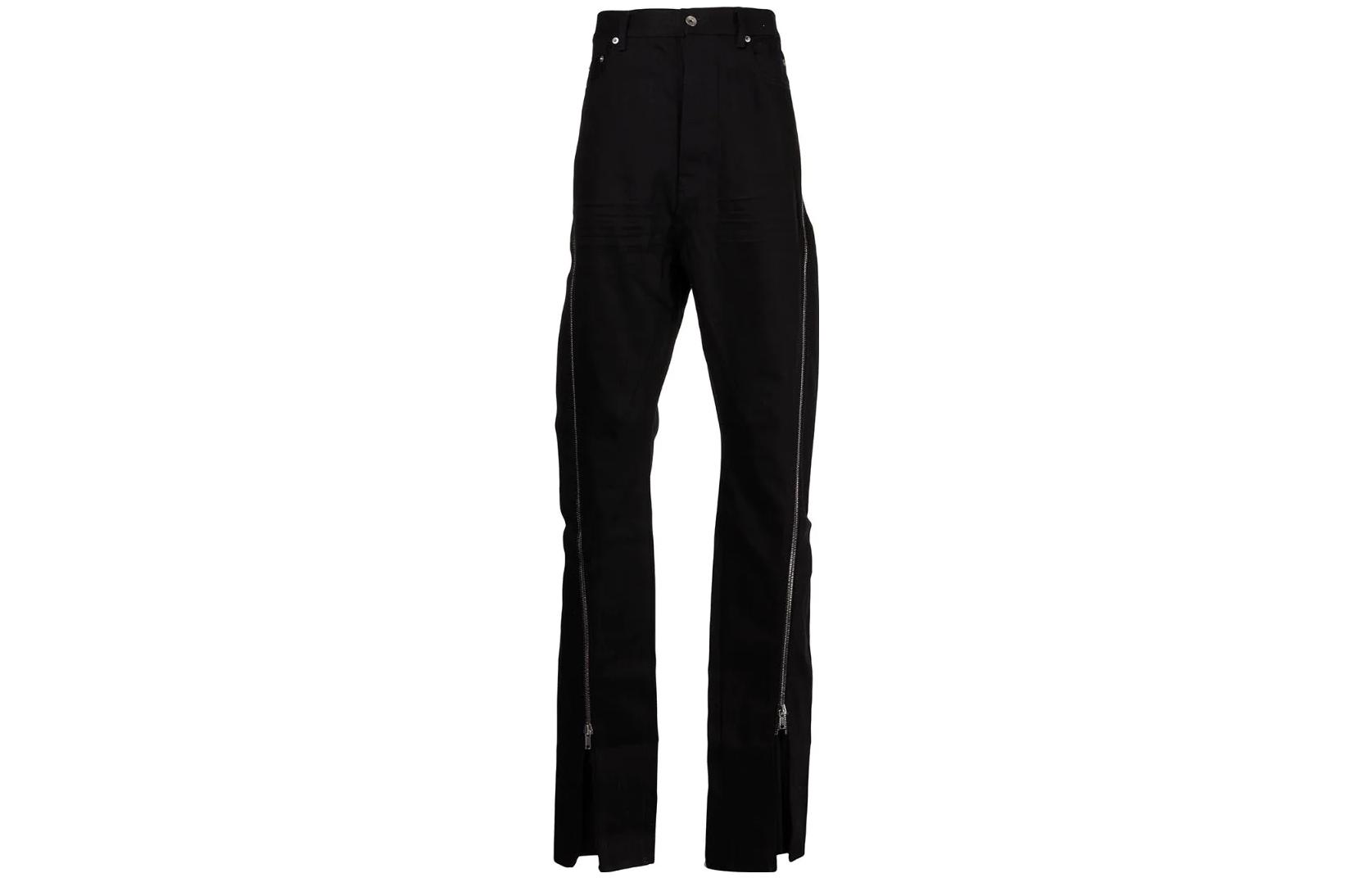 Rick Owens DRKSHDW SS22 Straight-Leg Black Jeans with Zipper Detail . DU01B7363-DBKDLBLACK