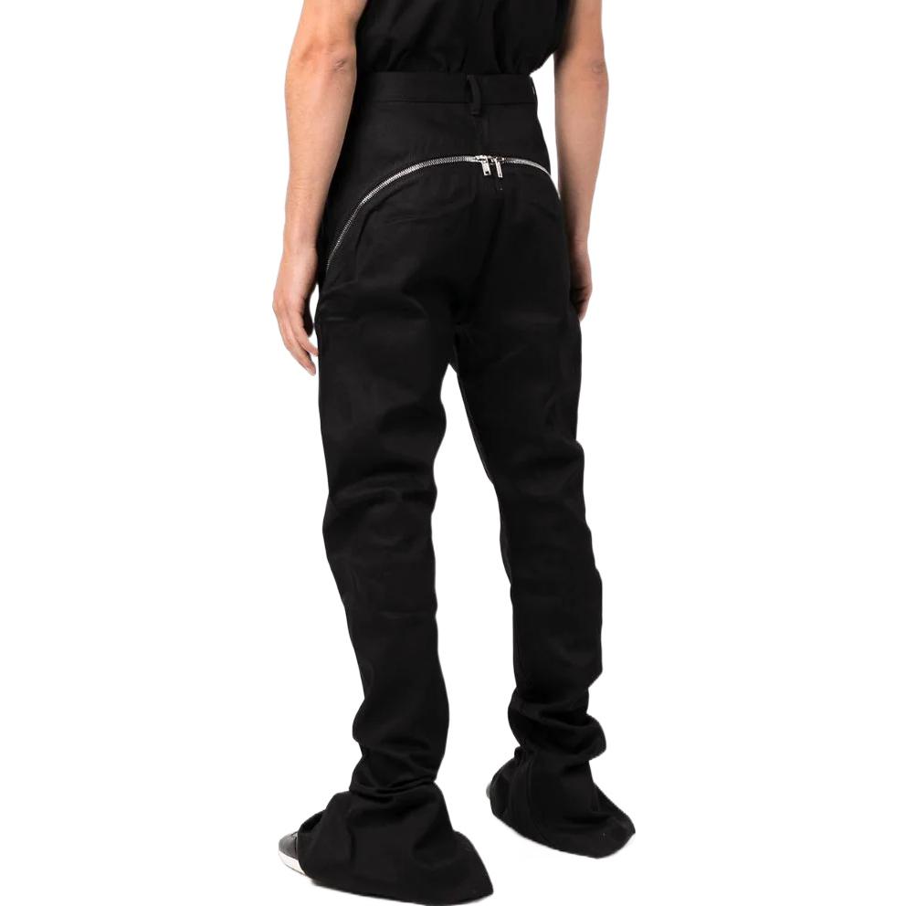 Shop Rick Owens DRKSHDW SS22 直筒黑色牛仔褲附拉鍊細節。 DU01B7363-DBKDLBLACK