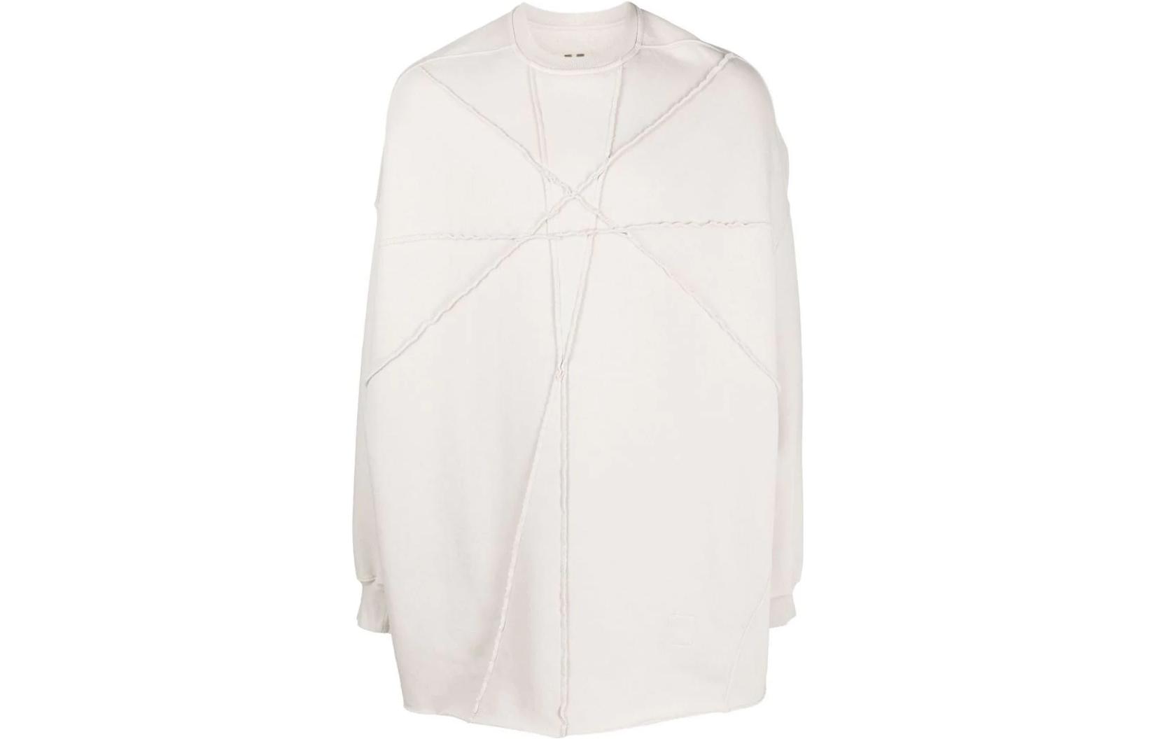 Rick Owens DRKSHDW SS22 White Raw Seam Long Sleeve Sweatshirt Casualwear DU02A3566FEM-361