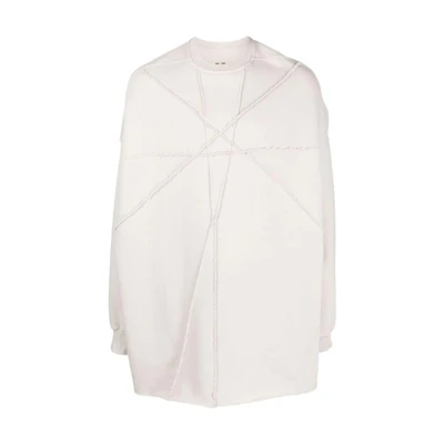 Rick Owens DRKSHDW SS22 White Raw Seam Long Sleeve Sweatshirt Casualwear DU02A3566FEM-361