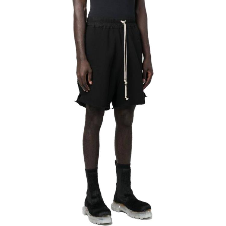 Purchase 里克欧文斯DRKSHDW SS23黑色抽绳直筒短裤. DU01C6388F-09
