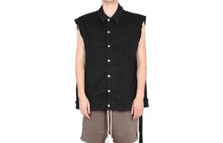 Rick Owens DRKSHDW SS23  Black Single-Breasted Collared Jacket. DU01C6762SDO-09