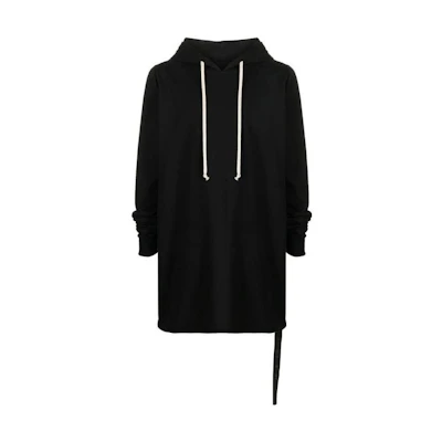 Rick Owens DRKSHDW SS23 Black Mid-Length Hoodie with Drawstring DU01C6285RIG-09