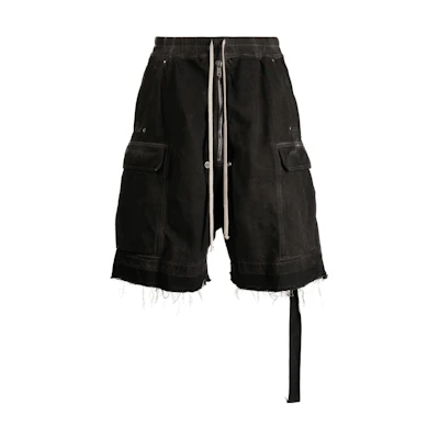 Rick Owens DRKSHDW SS23 Black Raw Hem Pocket Detail Casual Shorts Men. DU01C6369DK-78