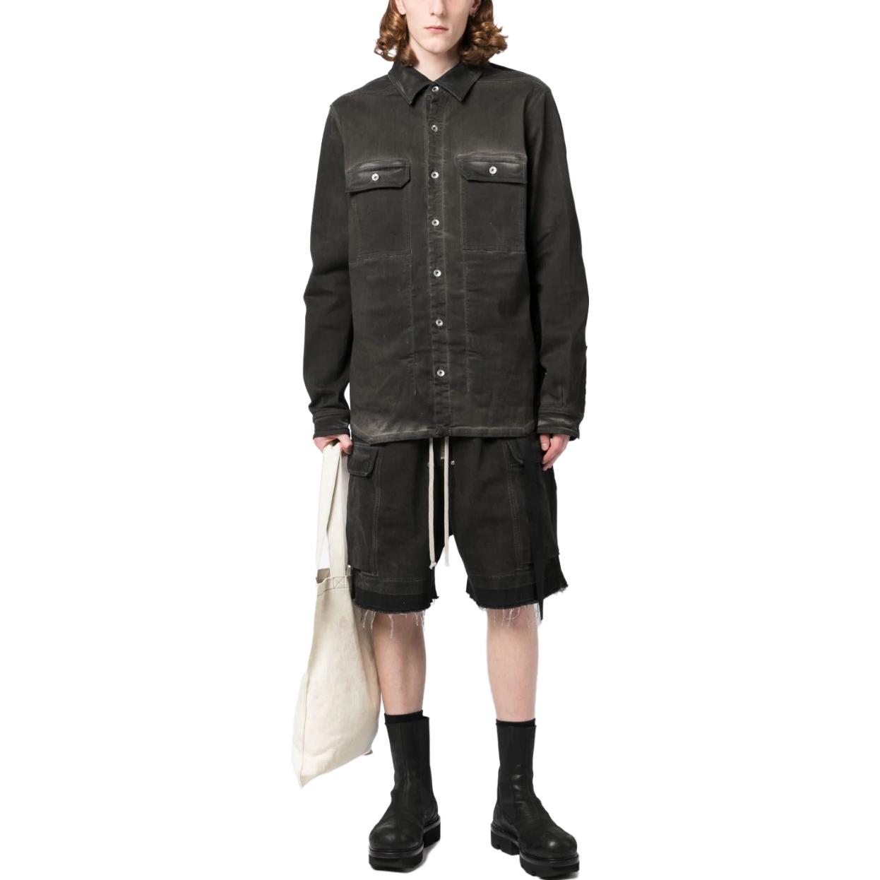 Lookbook Rick Owens DRKSHDW SS23 Celana Pendek Hitam Detail Saku Pria. DU01C6369DK-78