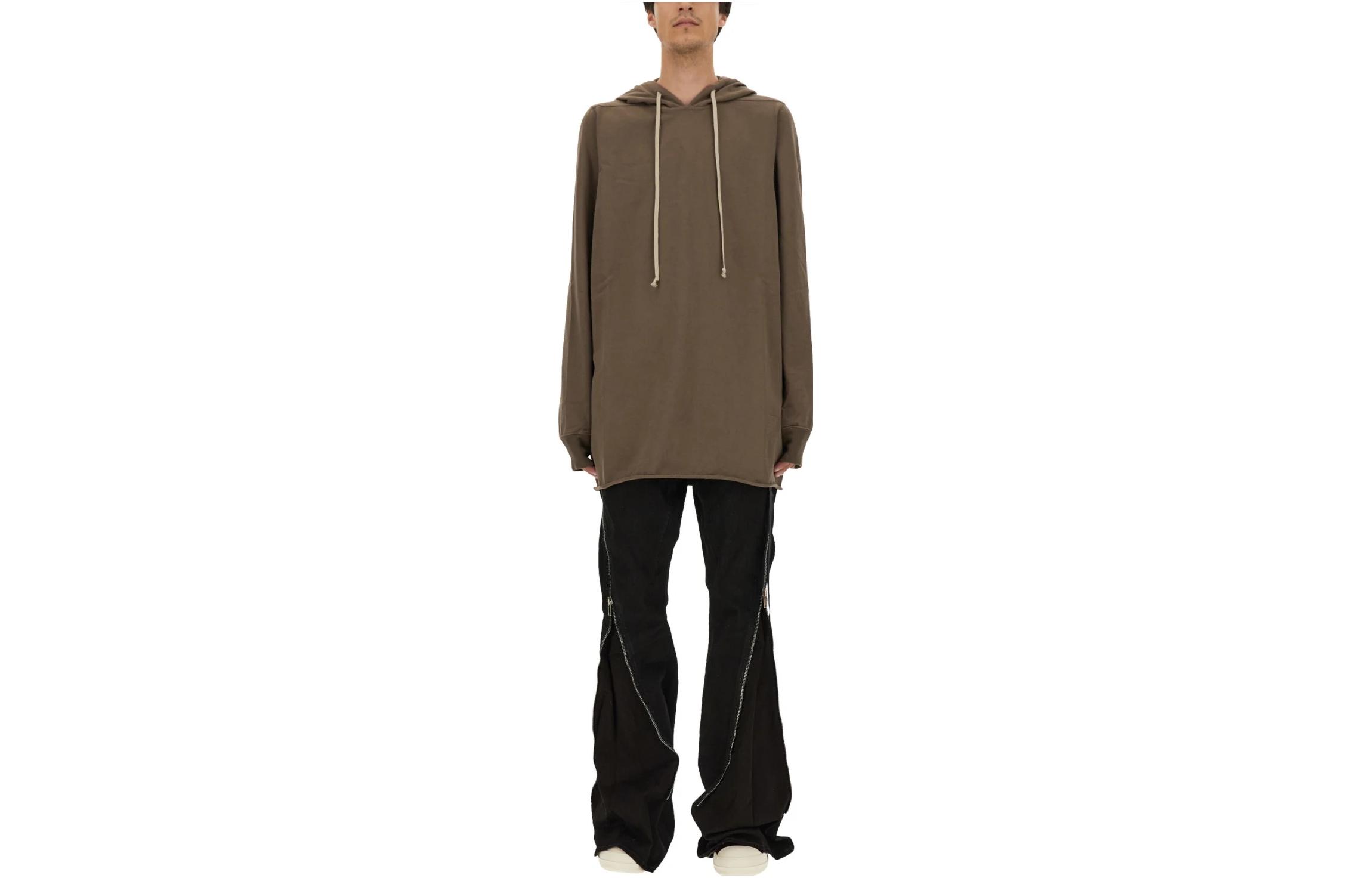 Rick Owens DRKSHDW SS23 Brown Solid Pullover Hoodie Long Sleeve DU02C5285RIG-34