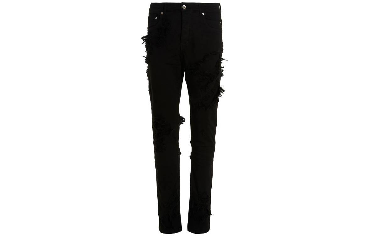 Order Rick Owens DRKSHDW SS23 黑色破壞水洗牛仔褲 男裝 DU01C6366SLH-09