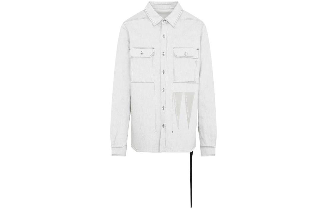 Rick Owens DRKSHDW SS23 Distressed White Shirt Jacket DU01C6755MMDEH1-51