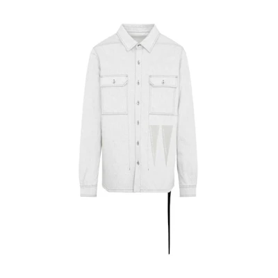 Rick Owens DRKSHDW SS23 Distressed White Shirt Jacket DU01C6755MMDEH1-51