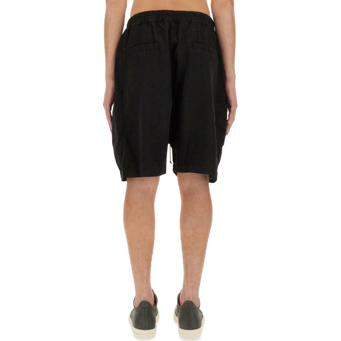 Details for Rick Owens DRKSHDW SS24 Celana Pendek Hitam Solid dengan Tali Serut Casual DU01D1389TW-09