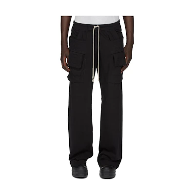 Rick Owens DRKSHDW SS24 Black Elastic Waist Pocket Cargo Pants DU01D1394RN-09