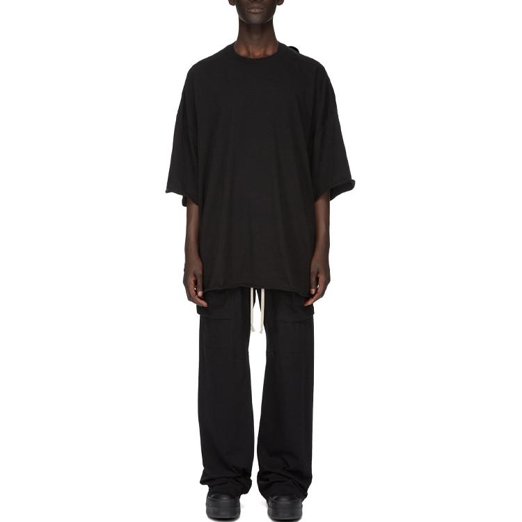 Shop Rick Owens DRKSHDW SS24 Seluar Cargo Hitam Pinggang Elastik Berpoket. DU01D1394RN-09