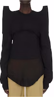 Rick Owens DRKSHDW SS24 Black Plain Short Cropped Crewneck Sweatshirt Men DU01D1263F-09 Rick Owens DRKSHDW SS24 Black Plain Short Cropped Crewneck Sweatshirt Men DU01D1263F-09