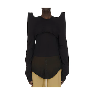 Rick Owens DRKSHDW SS24 Black Plain Short Cropped Crewneck Sweatshirt Men DU01D1263F-09