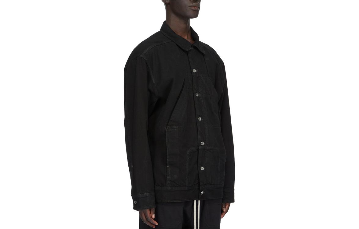 Shop Rick Owens DRKSHDW SS24 黑色多功能口袋工装夹克 男士款 DU01D1752BB-09