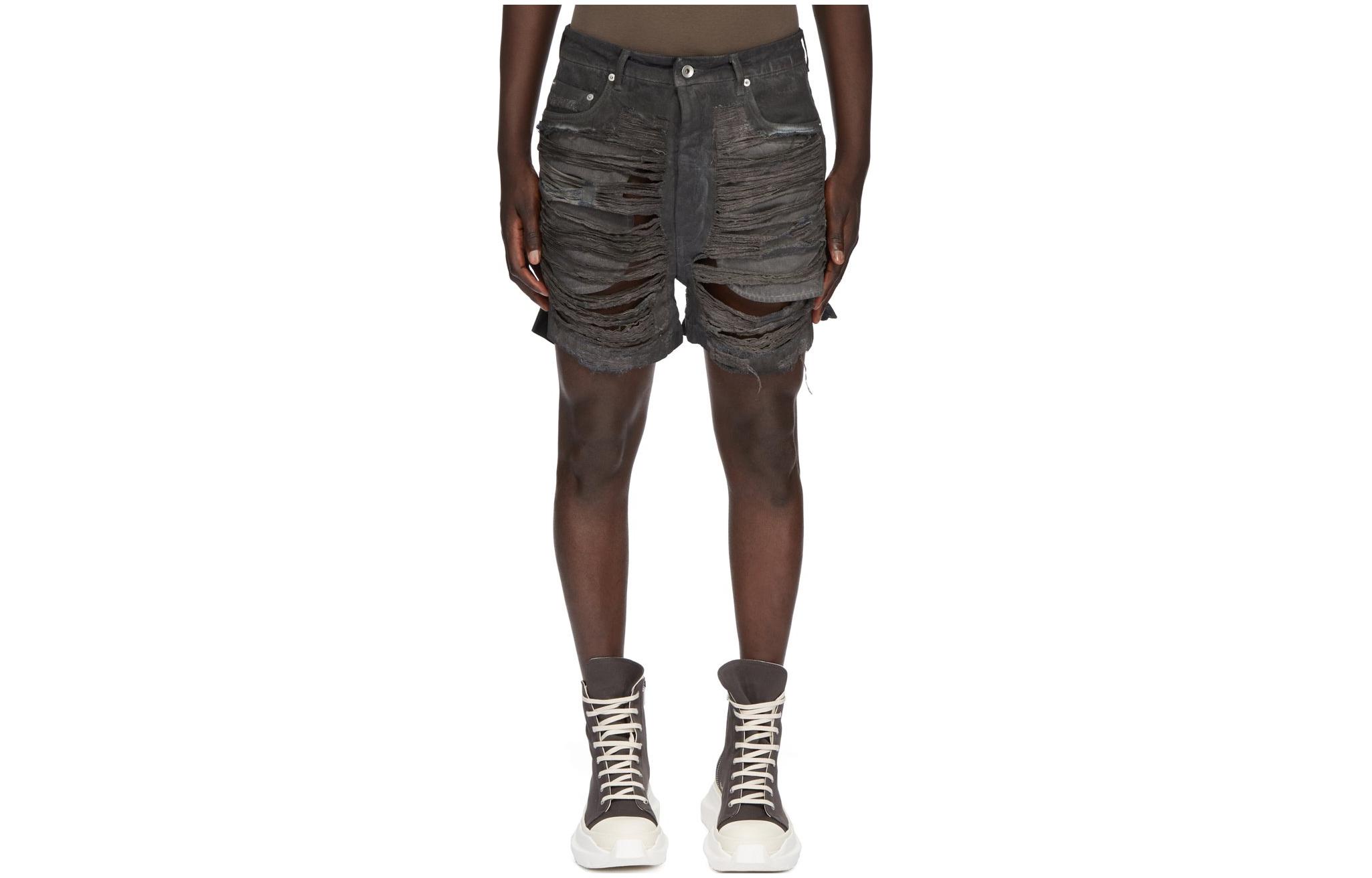Rick Owens DRKSHDW SS24 Mid-Rise Loose Raw Hem Denim Shorts Men’s Dark Gray DU01D1357DFOSH-78