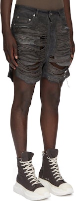 Rick Owens DRKSHDW SS24 Celana Pendek Denim Longgar Abu Tua Pria Hem Kasar DU01D1357DFOSH-78 Purchase Rick Owens DRKSHDW SS24 Celana Pendek Denim Longgar Abu Tua Pria Hem Kasar DU01D1357DFOSH-78