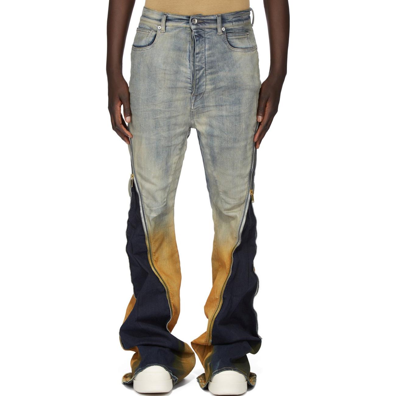 Order Rick Owens DRKSHDW SS24 水洗中腰牛仔褲 男款 淺藍/漸變橘 DU01D1363SKYDE-4653D