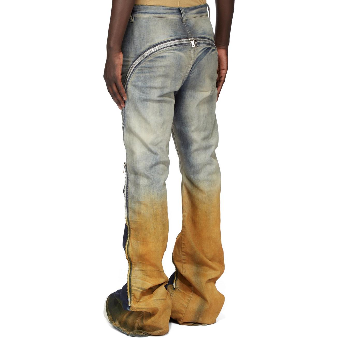 Lookbook Rick Owens DRKSHDW SS24 水洗中腰牛仔褲 男款 淺藍/漸變橘 DU01D1363SKYDE-4653D