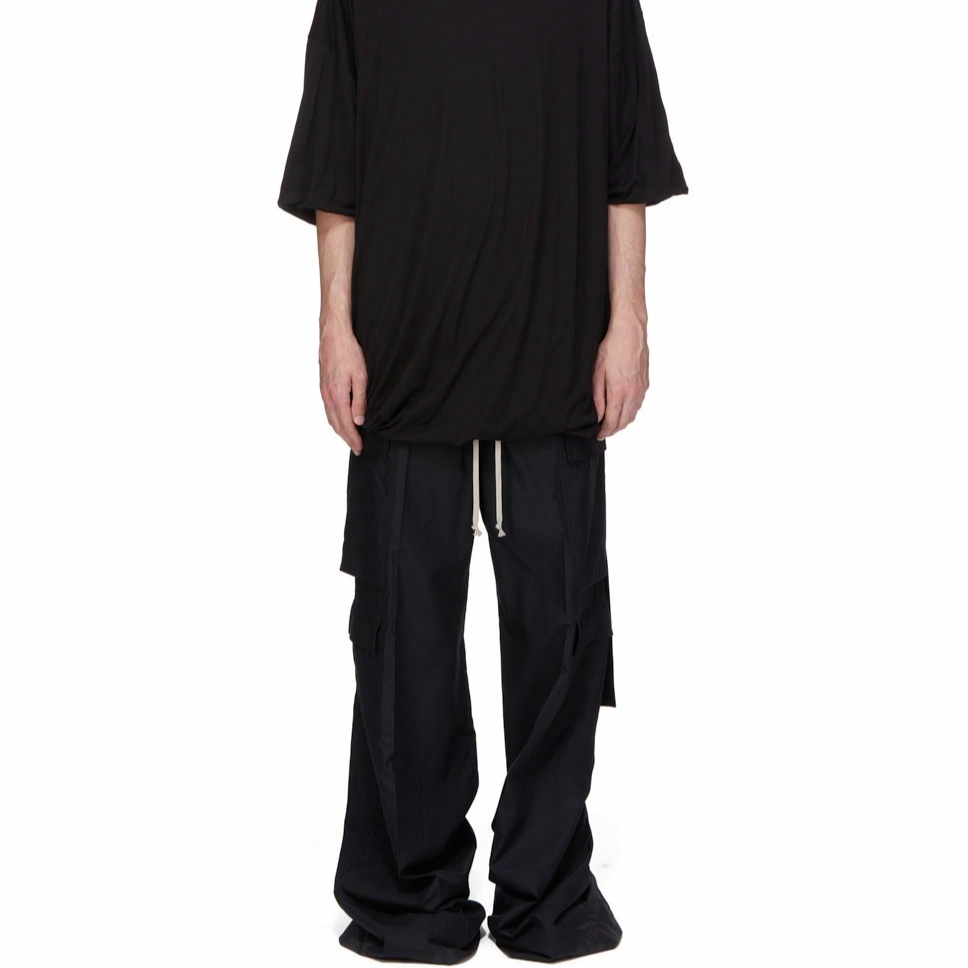 Shop RICK OWENS DRKSHDW SS25 Celana Hitam Ringan dengan Kantong Berdetail Stud. DU01E3398NR-09