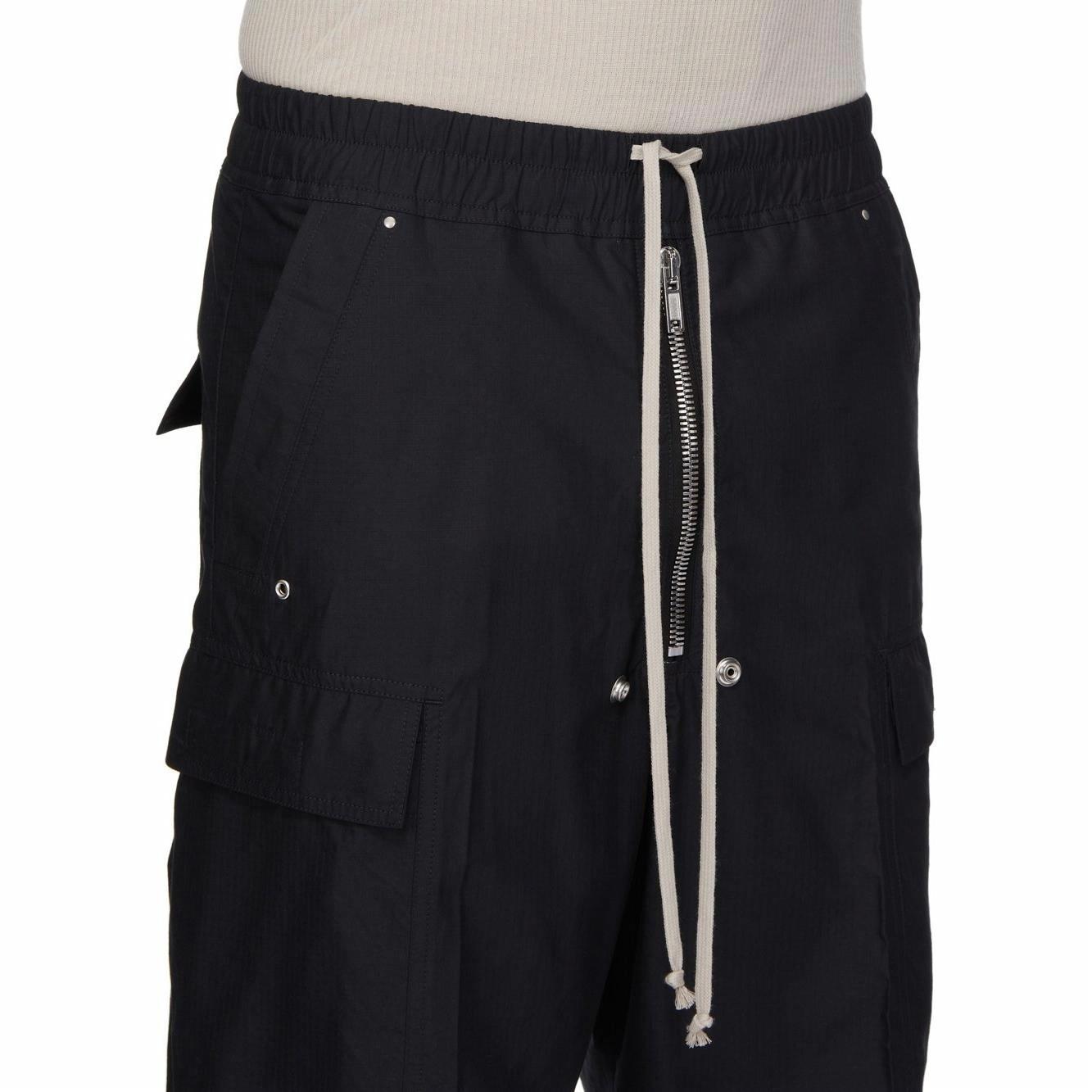 Details for RICK OWENS DRKSHDW SS25 Celana Hitam Ringan dengan Kantong Berdetail Stud. DU01E3398NR-09