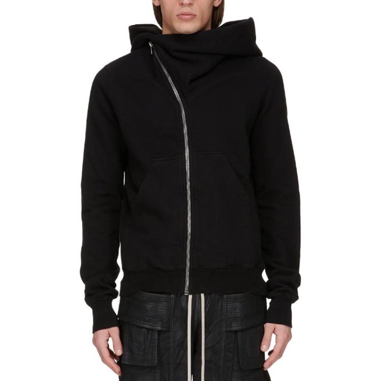 Rick Owens DRKSHDW SS25 Heavyweight Zipped Ribbed Hoodie Black DU01E3286F-09