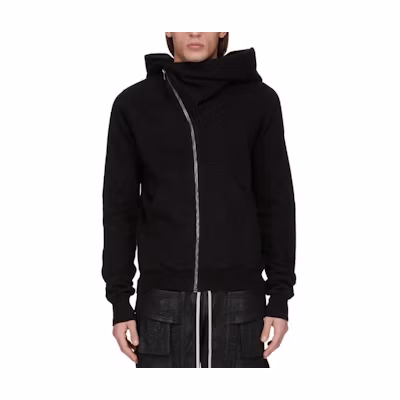 Rick Owens DRKSHDW SS25 Heavyweight Zipped Ribbed Hoodie Black DU01E3286F-09