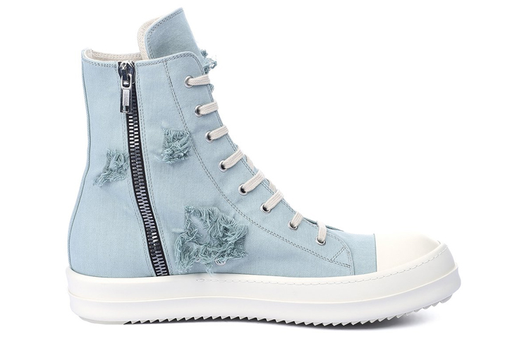 Order 瑞克·歐文斯 DRKSHDW  Strobe 牛仔布 斜裁彈力 時尚板鞋 藍色