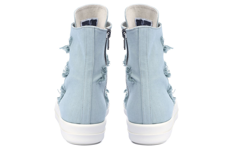 Shop 瑞克·歐文斯 DRKSHDW  Strobe 牛仔布 斜裁彈力 時尚板鞋 藍色