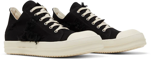 Cheap Rick Owens DRKSHDW Strobe Jean Coton Découpé Bas ''Black Milk'' DU02B4802-SLASH-911