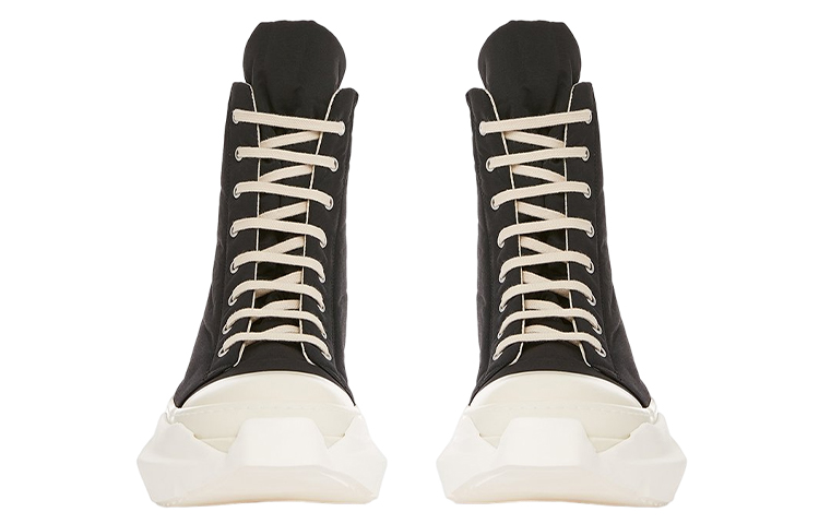 Shop Rick Owens DRKSHDW Strobe 抽象黑色牛奶棉尼龙高帮鞋 DU02B4840-MU-911