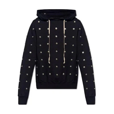 Rick Owens DRKSHDW Studded Black Hoodie with Long Sleeves DU01D1288FES2-09