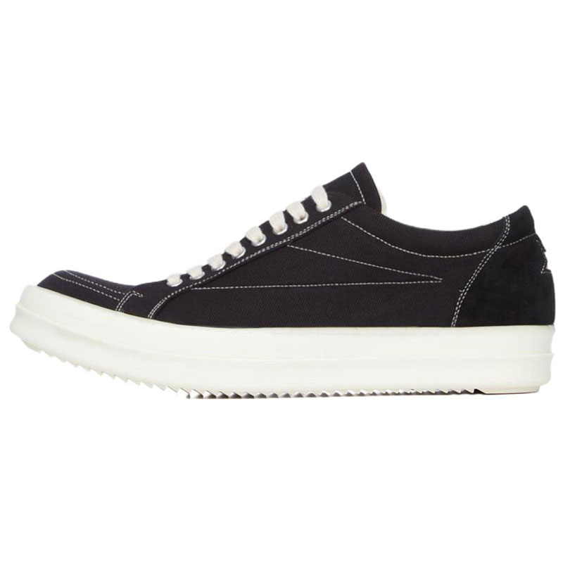 Rick Owens DRKSHDW Temple Low-Top Canvas Sneakers Black 3.5cm Sole. DU01F4821DOLVT3-91