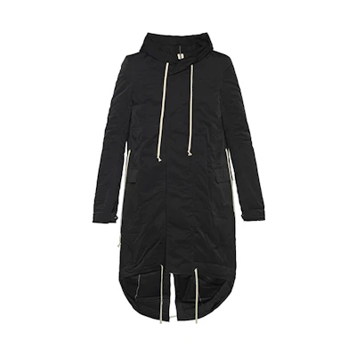 Rick Owens DRKSHDW Unisex Black Hooded Fishtail Coat DU17F2962MU-09