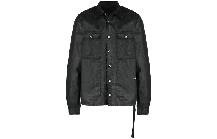 Rick Owens DRKSHDW Waxed Button-Up Long Sleeve Jacket Black DU21S2755PW-09