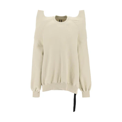 Rick Owens DRKSHDW White Asymmetric Long Sleeve Sweatshirt DU01D1272F-08