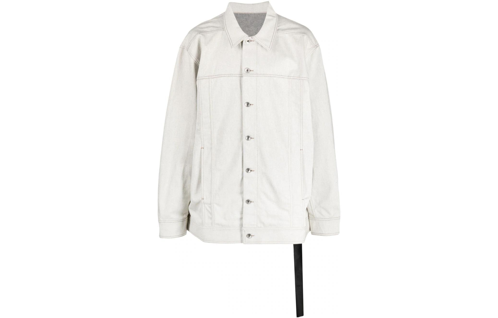 Rick Owens DRKSHDW White Button-Up Denim Jacket Long Sleeve DU01C6761MMD-51