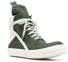 瑞克·歐文斯/RO Geobasket 牛皮 高幫綁帶 時尚板鞋 白綠色 Order 瑞克·歐文斯/RO Geobasket 牛皮 高幫綁帶 時尚板鞋 白綠色