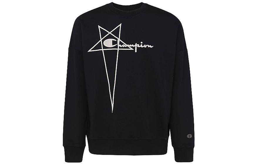 Rick Owens Embroidered Crewneck Long Sleeve Sweatshirt Black CM01B7857 09