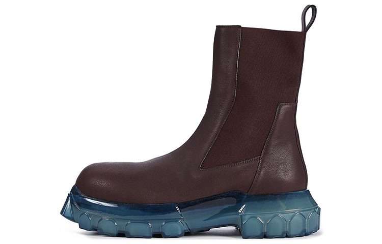 Rick Owens FW20 Performa Mega Bozo Chelsea Boots Brown 'Burgundy Leather'