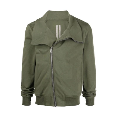 Rick Owens FW21 Asymmetrical Green Jacket with Off-Center Zipper RU02A5272BA-15