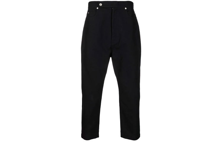 Order RICK OWENS FW21 Seluar Denim Hitam Potongan Buku Lali dengan Butang RU02A5366CVR09