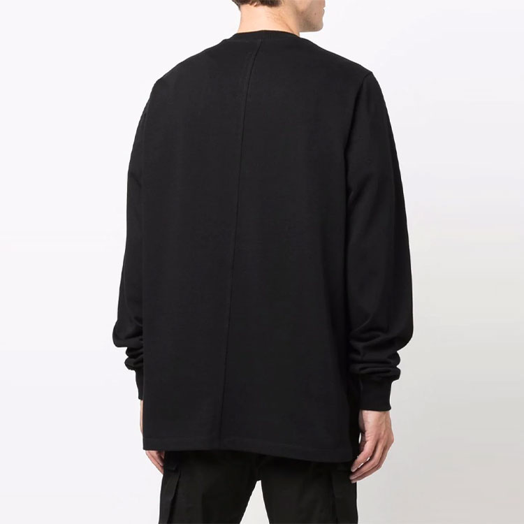 Shop 릭 오웬스 FW21 블랙 크루넥 풀오버 스웨트셔츠 캐주얼웨어 RU02A5277BA-09