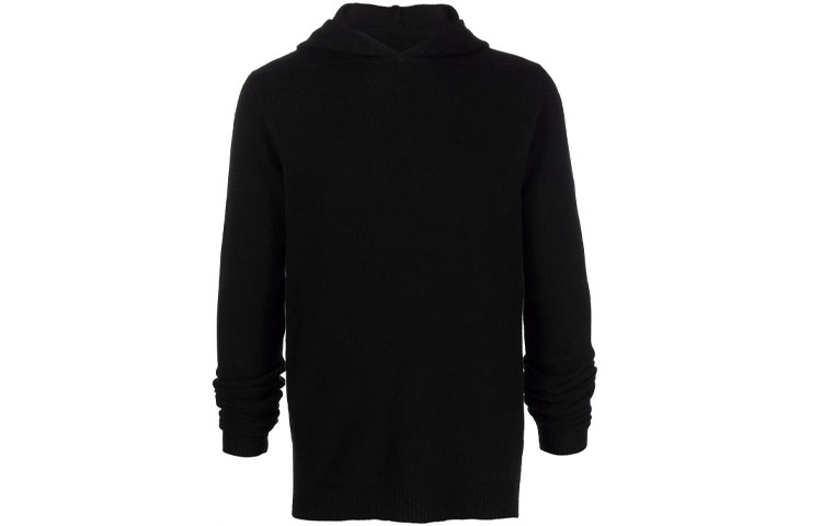 Rick Owens FW21 Black Knit Hoodie Casual Pullover RU02A5685WSBR-09