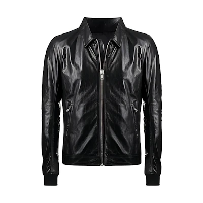 Rick Owens FW21 Black Leather Zip Jacket RU20F3746LGW-09