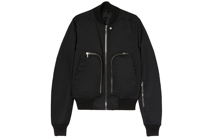 Rick Owens FW21 Black Zippered Bomber Jacket RU02A5791MU-09