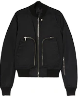 Rick Owens FW21 Black Zippered Bomber Jacket RU02A5791MU-09 Rick Owens FW21 Black Zippered Bomber Jacket RU02A5791MU-09